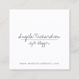 Minimalistisk, unik handskriven Bloggare, Sylist Fyrkantigt Visitkort