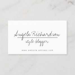 Minimalistisk, unik, handskriven stil, Bloggare Visitkort