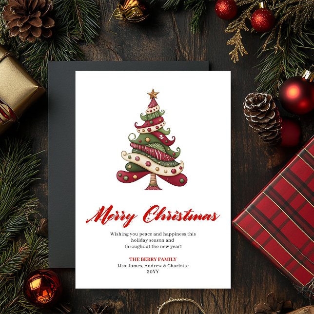 Minimalistisk unik julgran hälsningsdesign julkort (Minimalist Unique Christmas Tree Greeting Design)