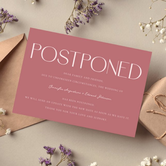 Minimalistisk uppskjuten Bröllop Update-Rosa Inbjudningar (Skapare uppladdad)