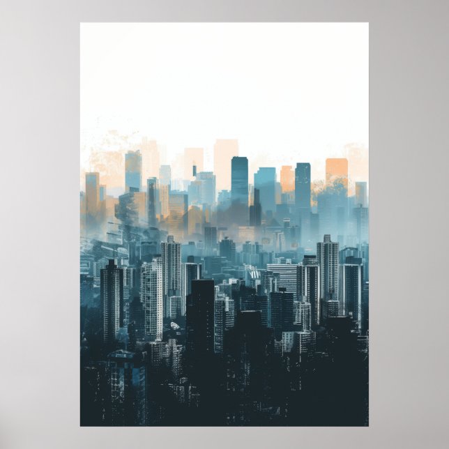 Minimalistisk urbanscape-målning poster (Framsidan)