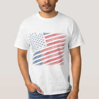Minimalistisk USA-flaggans linjekonst T Shirt