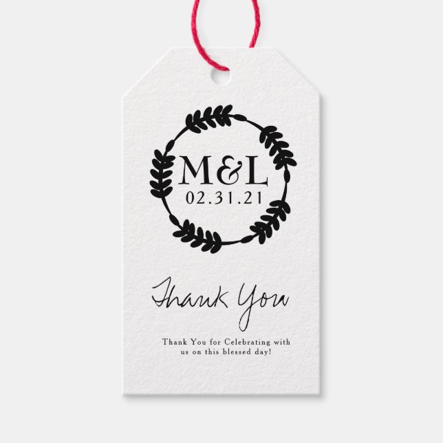 Minimalistisk utandning av fet Tack i Bröllop Presentetikett (Framsidan)