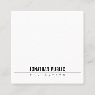 Minimalistisk utformning av Elegant Modern B&W-ren Fyrkantigt Visitkort