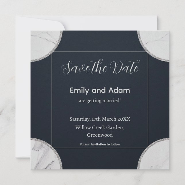 Minimalistisk utformning av eleganten med marmorhö inbjudningar (Framsida)