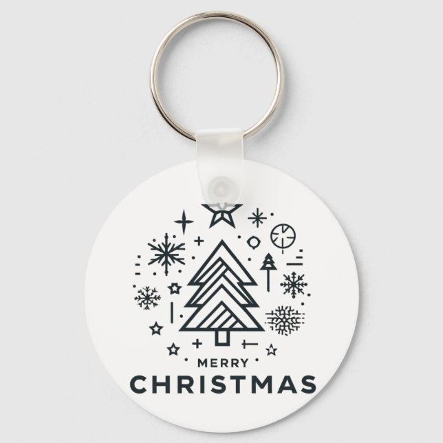 Minimalistisk utformning av Julgran God jul Nyckelring (Framsida)