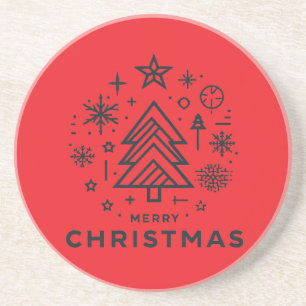 Minimalistisk utformning av Julgran God jul Underlägg
