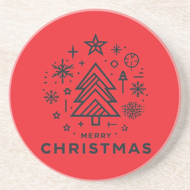 Minimalistisk utformning av Julgran God jul Underlägg (Framsidan)