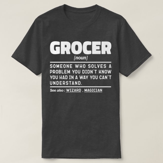 Minimalistisk utformning av Livsmedel i Grocer Nou T Shirt (Design framsida)