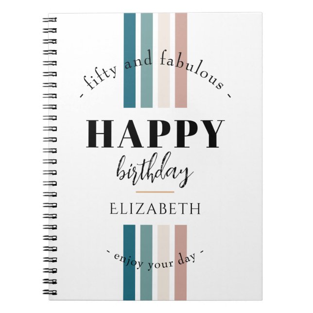 Minimalistisk utformning på födelsedagen i pastel  anteckningsbok (Framsidan)