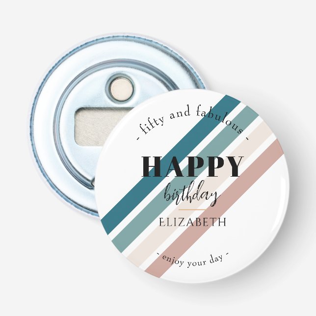 Minimalistisk utformning på födelsedagen i pastel  flasköppnare (Framsidan)