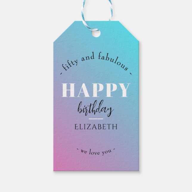 Minimalistisk utformning på födelsedagen i pastel  presentetikett (Framsidan)