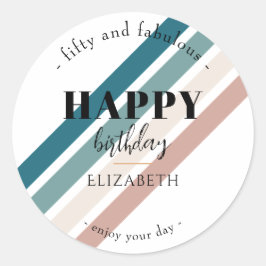 Minimalistisk utformning på födelsedagen i pastel  runt klistermärke