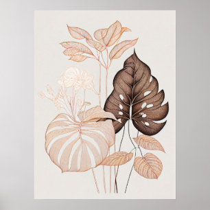 Minimalistisk utskrift av botanisk konst för moder poster
