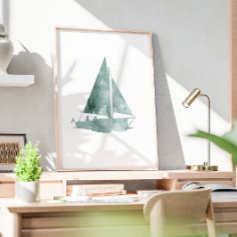Minimalistisk utskrift av havsfärgskonst för segli poster