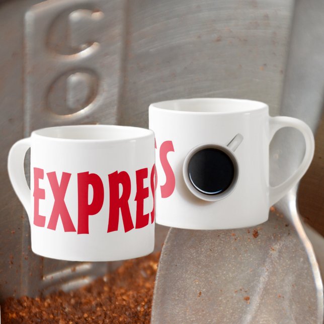 Minimalistisk UTTRYCK Röd text Espressomugg (Skapare uppladdad)