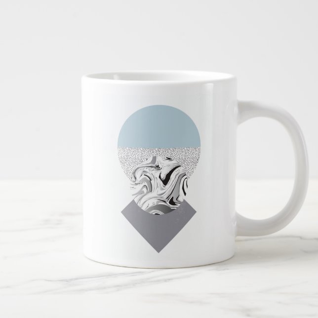Minimalistisk våg- och punktdesign jumbo mugg (Höger)
