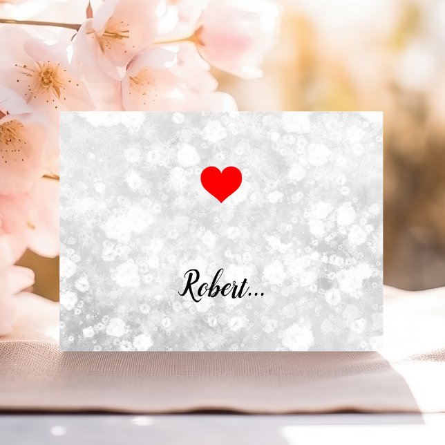 Minimalistisk Valentine Kärlek Heart White-bakgrun Vykort (Skapare uppladdad)