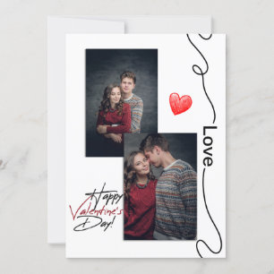 Minimalistisk Valentines day par 2-fotomört Julkort