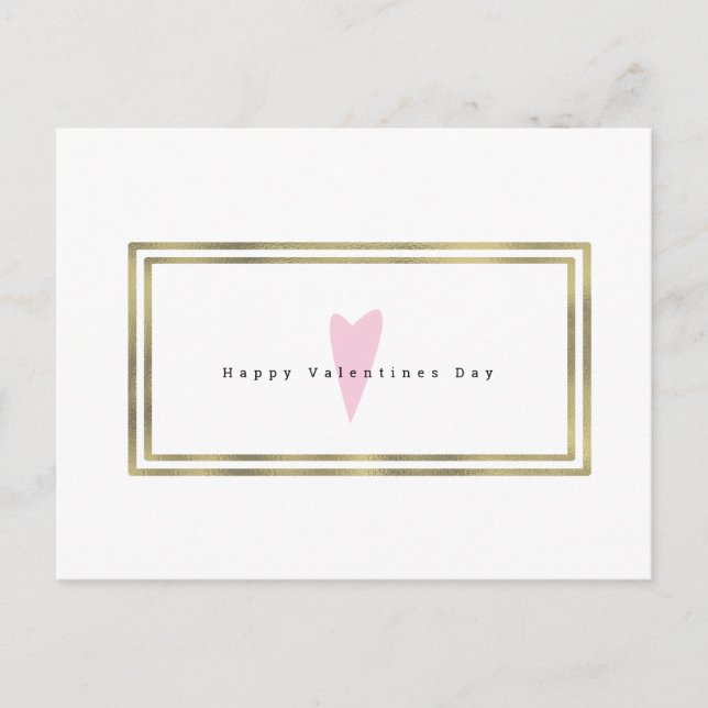 Minimalistisk Valentines day Simple Heart Faux Gul Vykort (Framsida)
