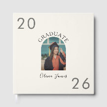 Minimalistisk välkomstbok för examensfoto