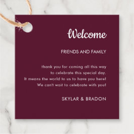 Minimalistisk välkomstgåva från Bröllop Burgundy Gåvor Etiketter