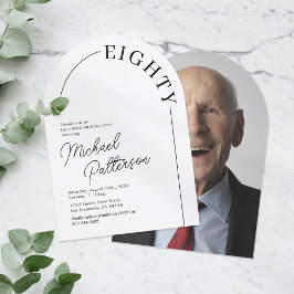 Minimalistisk valvbåge 80-årsdag vuxen inbjudningar