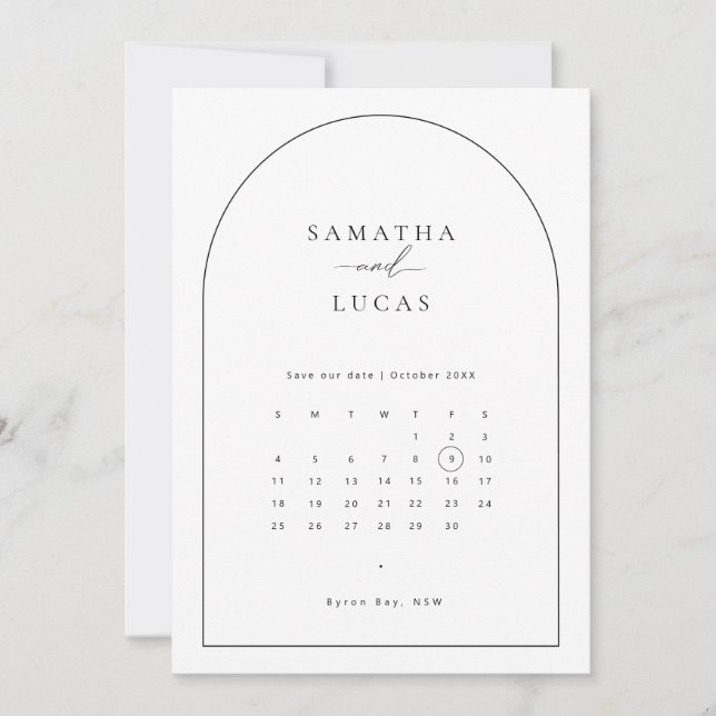 Minimalistisk valvkalender Save the Date-inbjudan Inbjudningar (Framsida)