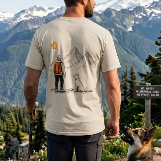 Minimalistisk vandrare och hund fjälläventyr t shirt
