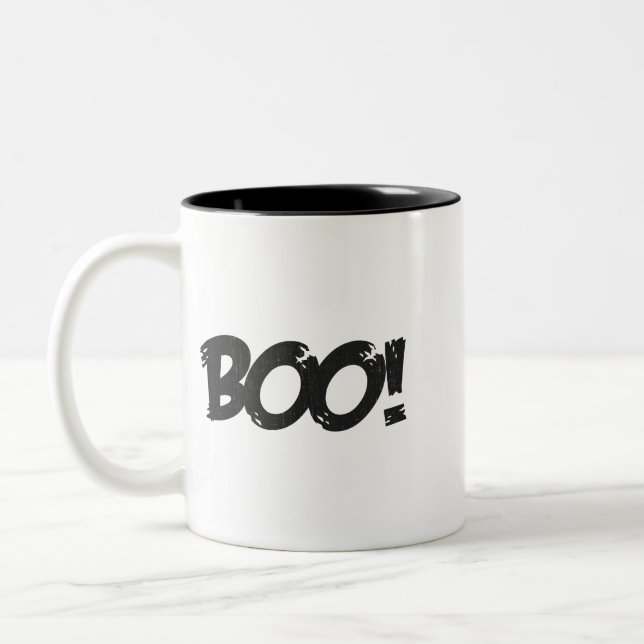 Minimalistisk Vänlig Spök Grafik Två-Tonad Mugg (Vänster)