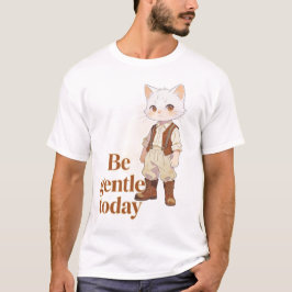 Minimalistisk ”Var varsam idag” Gammaldags katt T- T Shirt