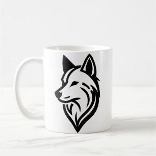 Minimalistisk Varg Ansikte Silhouette Kaffemugg
