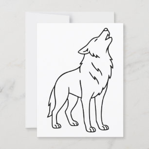 Minimalistisk Varg Line Art - Howling Wildlife Vykort