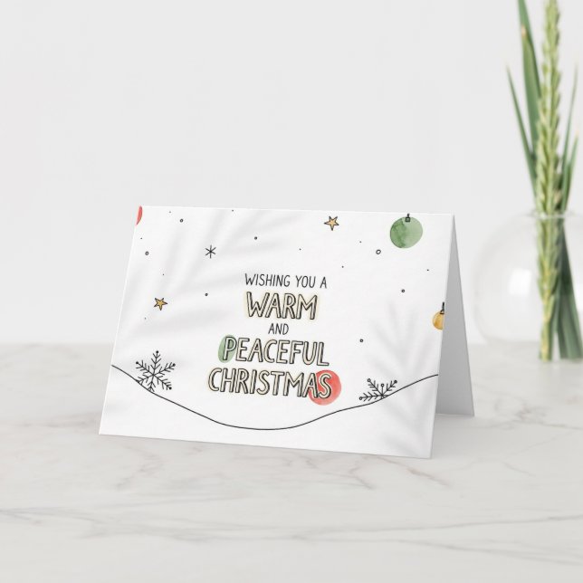 Minimalistisk varm och fredlig julkonst helgkort (Framsida)