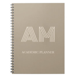 Minimalistisk varm taupe neutral monogram anteckningsbok