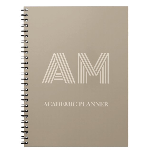 Minimalistisk varm taupe neutral monogram anteckningsbok (Framsidan)