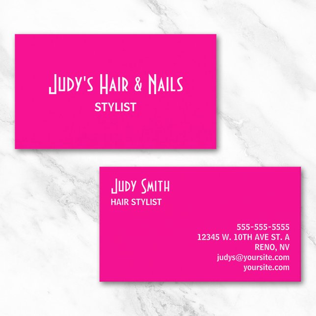 Minimalistisk varmröd och vit visitkort (Minimalist Hot Pink and White Business Cards)