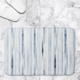 Minimalistisk Vattenfärg Blå Randig Mönster Badrumsmatta