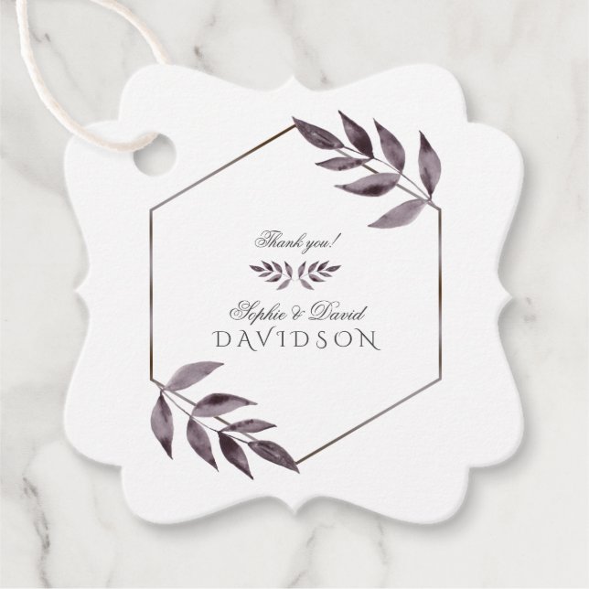 Minimalistisk vattenfärg Bläck Foliage Diamond Brö Gåvor Etiketter (Framsida)