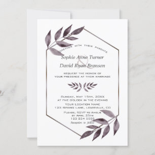 Minimalistisk vattenfärg Bläck Foliage Diamond Brö Inbjudningar