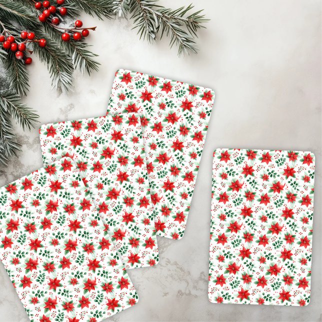 Minimalistisk vattenfärg Botaniska Poinsettia Casinokort (Skapare uppladdad)