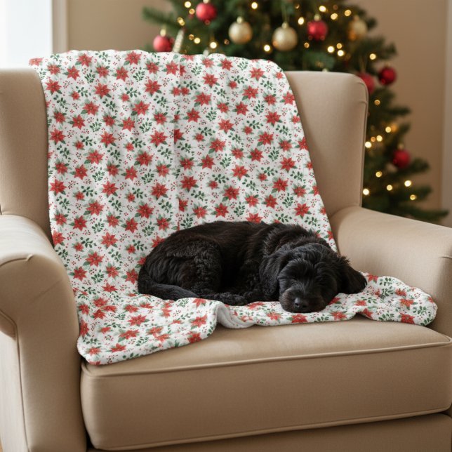 Minimalistisk vattenfärg Botaniska Poinsettia Fleecefilt (Skapare uppladdad)