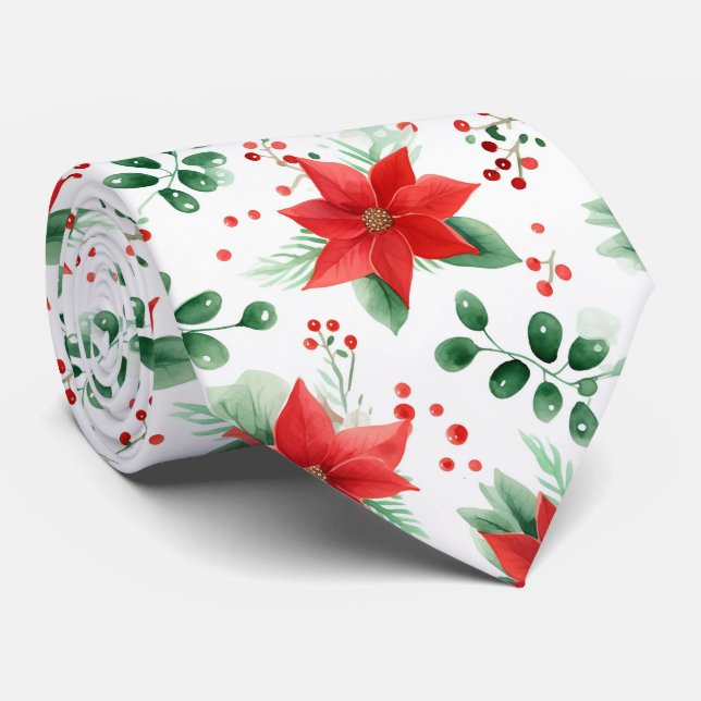 Minimalistisk vattenfärg Botaniska Poinsettia Slips (Rullad)