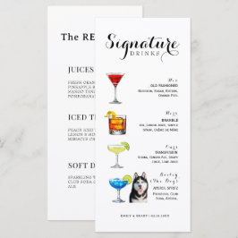 Minimalistisk Vattenfärg Cocktail Signaturdryck Meny