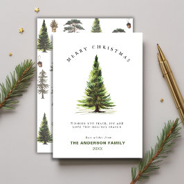 Minimalistisk vattenfärg Gräs Träd jul Hälsning Julkort