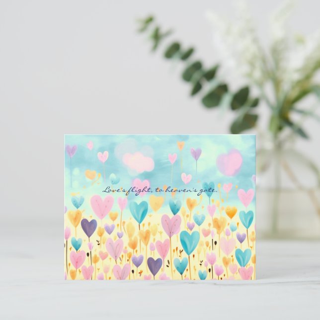 MINIMALISTISK VATTENFÄRG HANDRITAD VALENTINSDAG HELG VYKORT (Stående Fram)