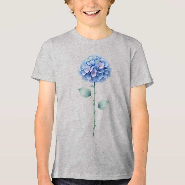 Minimalistisk vattenfärg Hydrangea Blommigt Design T Shirt (Framsida)
