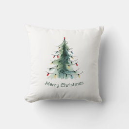 Minimalistisk vattenfärg Julgran Kudde