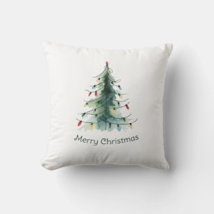 Minimalistisk vattenfärg Julgran Kudde