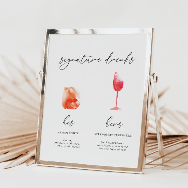 Minimalistisk vattenfärg Namnteckning Drinks Menu (Skapare uppladdad)